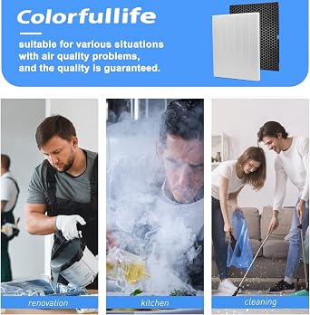 Colorfullife 2 Pack 116130 Replacement Filter H for Winix 5500-2 Air Purifier, 2 HEPA Filters & 2 Activated Carbon Filters Combo Pack