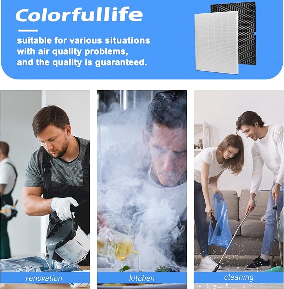 Colorfullife 2 Pack 116130 Replacement Filter H for Winix 5500-2 Air Purifier, 2 HEPA Filters & 2 Activated Carbon Filters Combo Pack