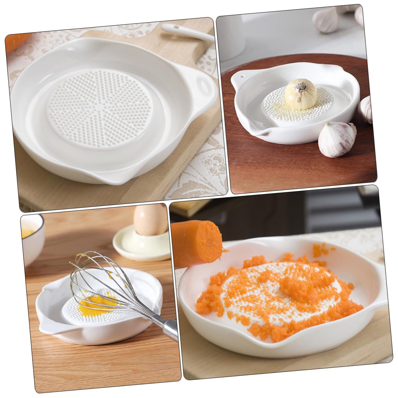 Set di 2 Grattugie in Ceramica Bianche per Aglio e Radice Aromatica