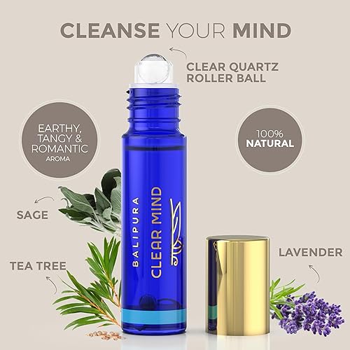 Miniatura 2 de BALIPURA - Crystal Aura Roll On - Aceite de aromaterapia Clear Mind - Aceites esenciales de árbol de té con cristales - Aceites esenciales - Aceites