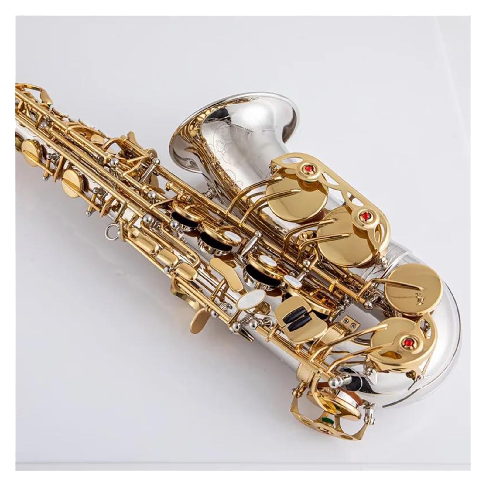 Saxofón Saxofón Alto Niquelado Llave Dorada Saxofón Profesional Con Estuche Y Accesorios (Color : 02)