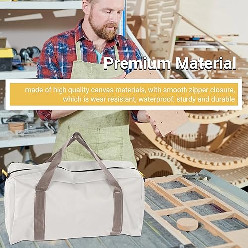 Miniatura 3 de Bolsa de herramientas de boca ancha, bolsa de herramientas grande de 20 pulgadas, bolsa de almacenamiento de herramientas resistente con cremallera