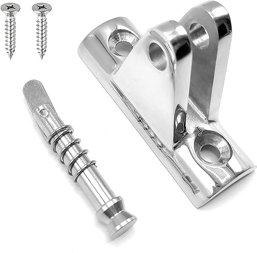 Miniatura 4 de Bisagra de cubierta superior Bimini de 90 °F con pasador de liberación rápida, acero inoxidable 316 con tornillos