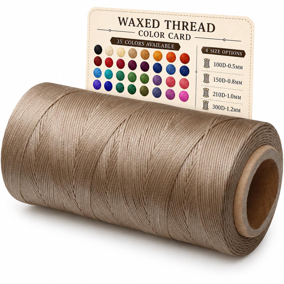 Flat Waxed Thread for Leather Sewing Wax String Polyester Cord Craft Stitching Bag Bookbinding Sail Bracelet Braid Jewelry DIY (0.5mm 100D, Grayish Brown)