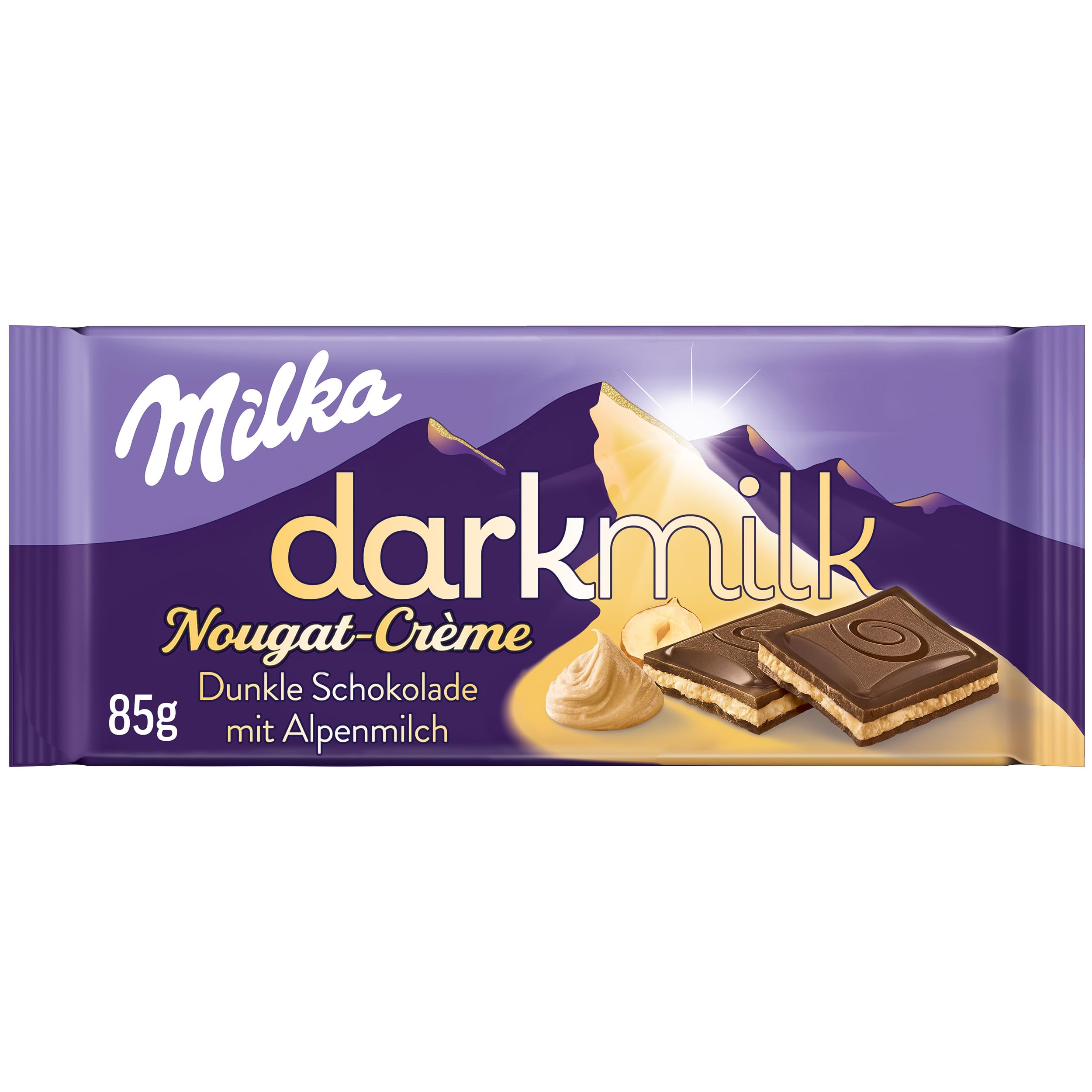 Milka Darkmilk Nougat-Crème Dunkle Schokolade mit Alpenmilch, 85 g