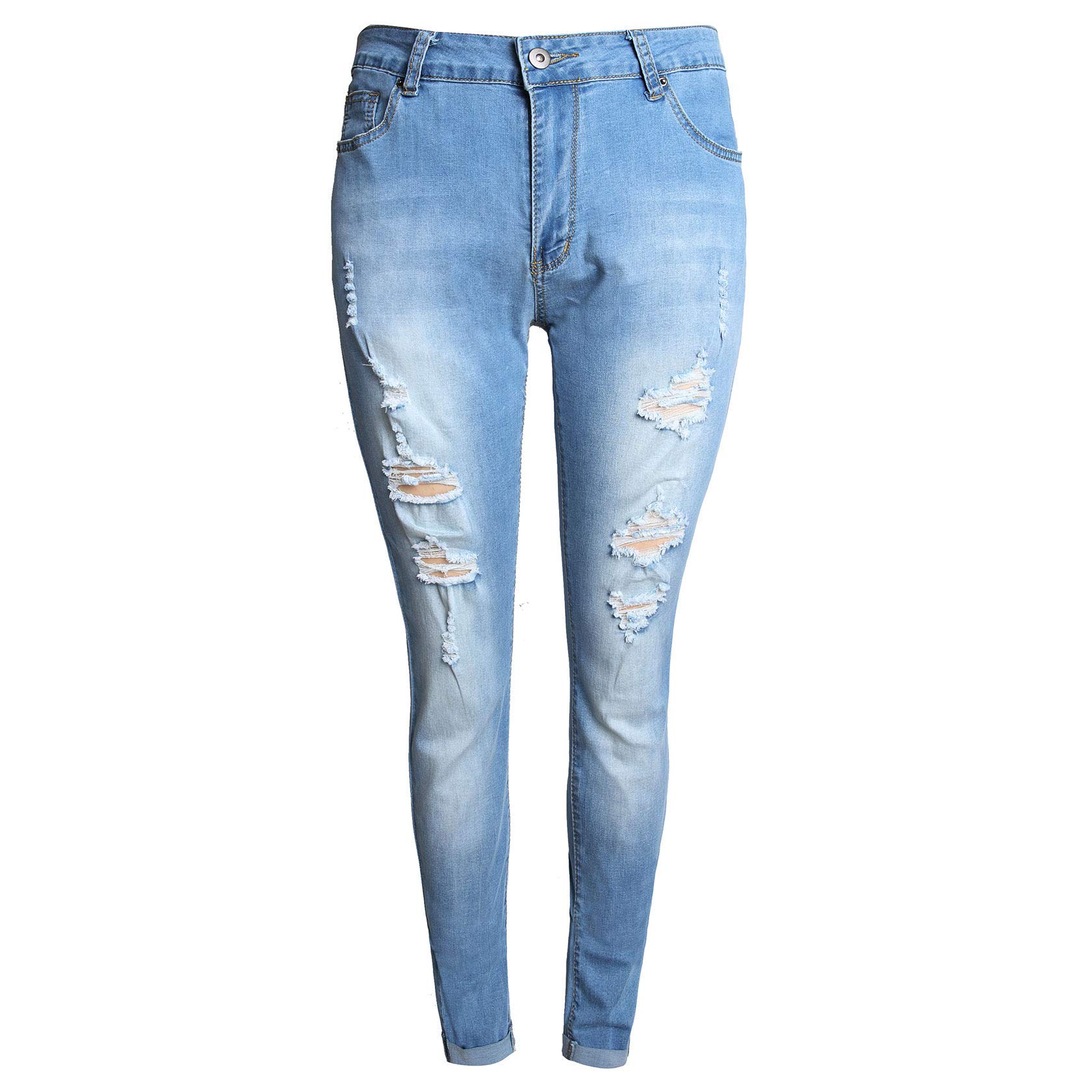 Kaxiya2021 Mens Ripped Skinny Jeans Stretch Slim Fit Moto Biker Denim Pants Distressed Tapered Leg Holes Long Jean