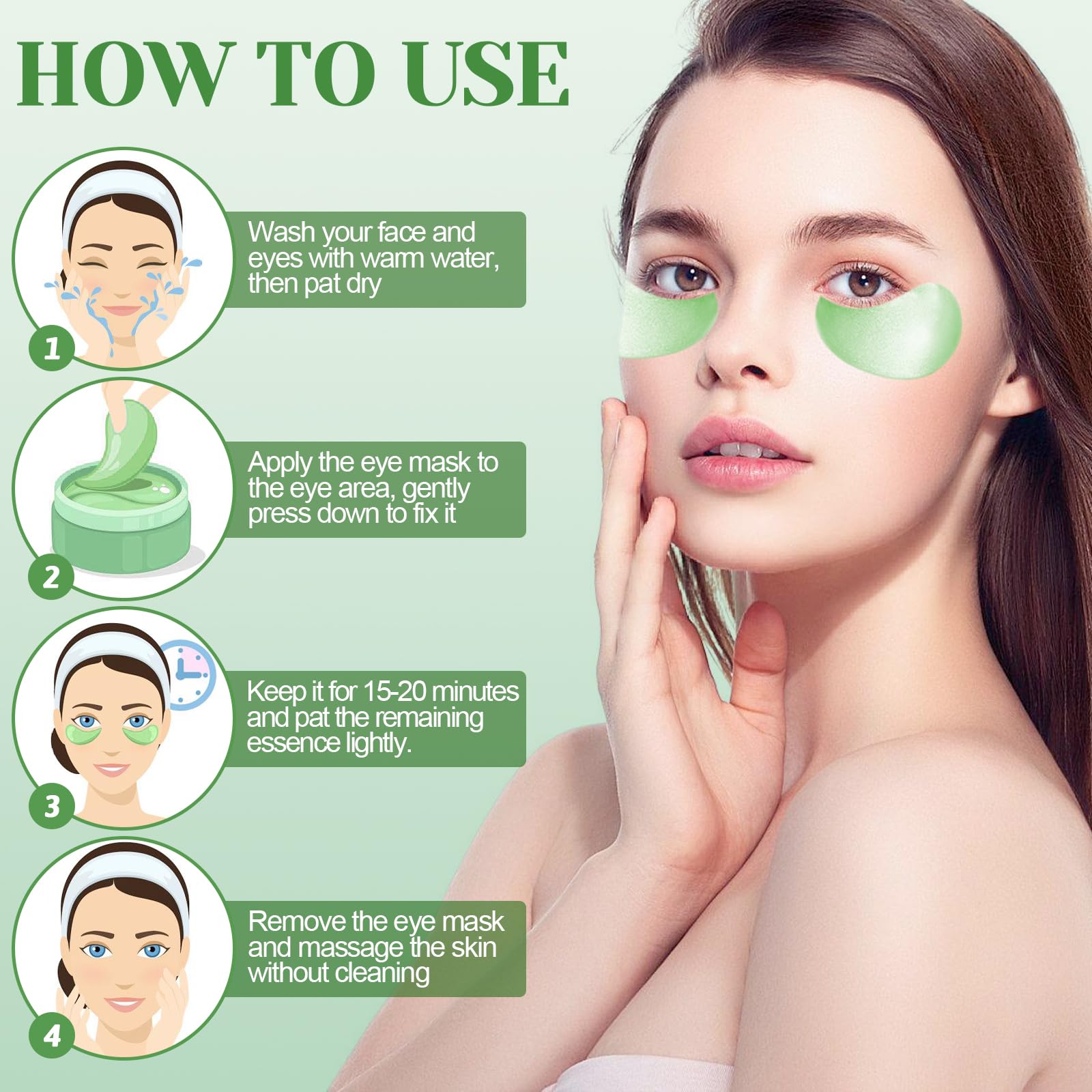 30 Paia Patch Occhi, Maschera Occhi di Aloe Vera, Collagene Patch Occhi, Rimuovi Borse e Puffiness, Maschera Per Gli Occhi Idratante All'Acido Ialuronico, Migliora Rughe, Contorno Occhi Idratante