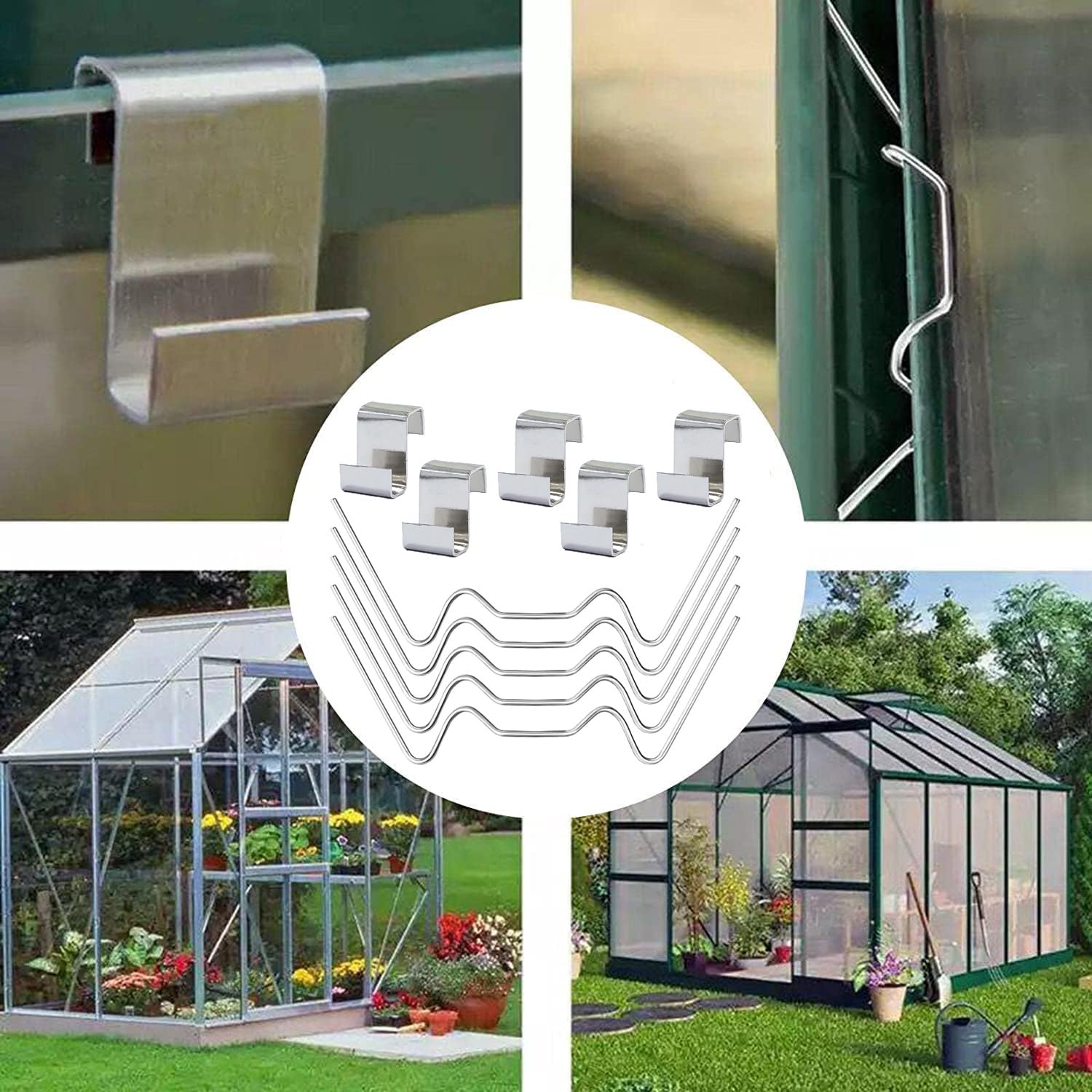 100 pcs Greenhouse Glass Clips, Green House Clips for Glass Pans, Garden Greenhouse Glazing Fixing Clips, Stainless Steel Glazing Clips for Glass House Panels(50 W Glazing Clips & 50 Z Overlap Clips) - Image 3