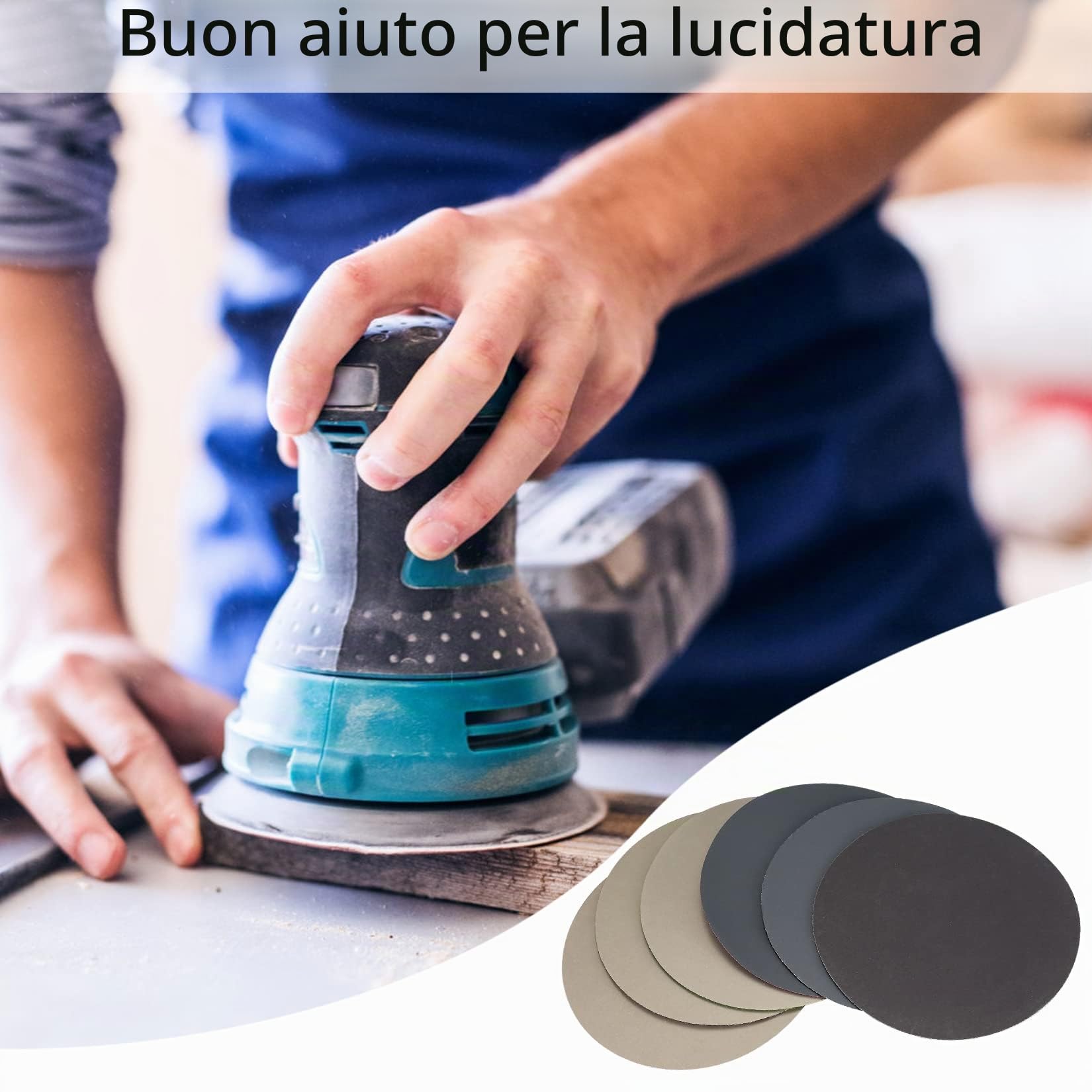 30 Pezzi Carta Vetrata, 125 mm Dischi Abrasivi Rotondi, Tamponi per Levigatrice Orbitale Bagnati e Asciutti, Carta Abrasiva per Legno Metallico - Grana 1000/1500/2000/3000/4000/5000