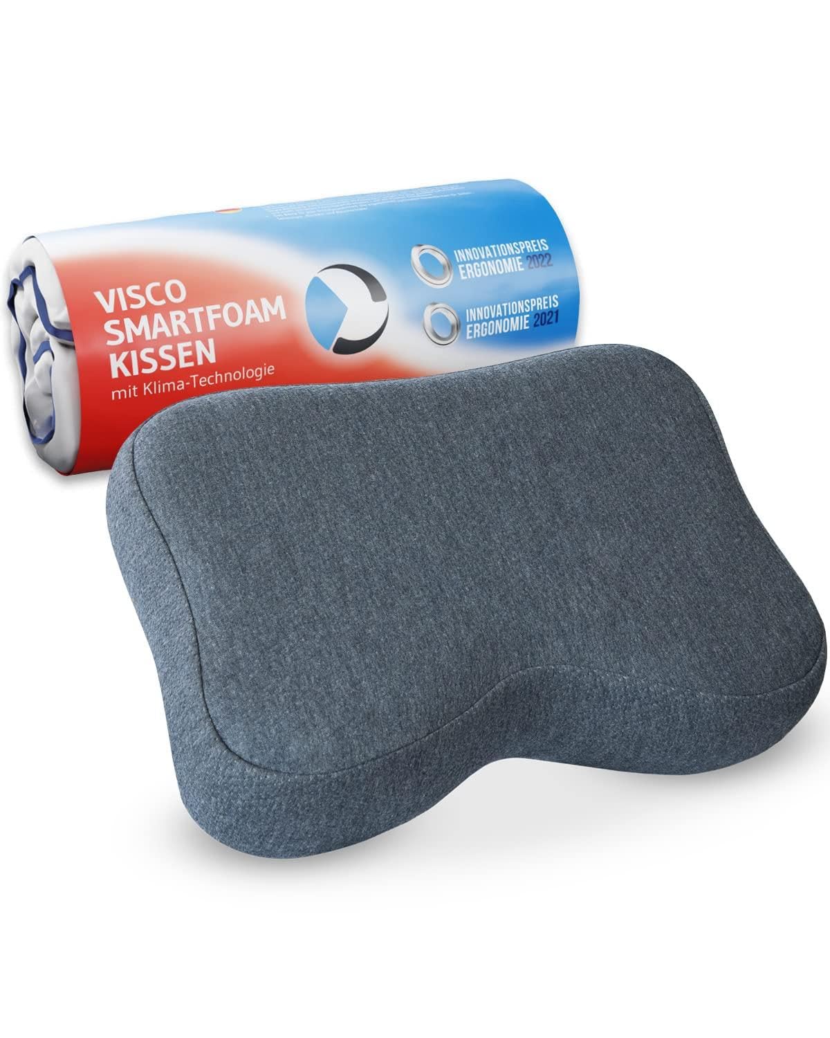 Almohada cervical Recovery QuickDry | Almohada ergonómica viscoelástica con carbón activado de bambú | Creada para dormir de lado o boca arriba | Funda con termorregulación y de secado rápido