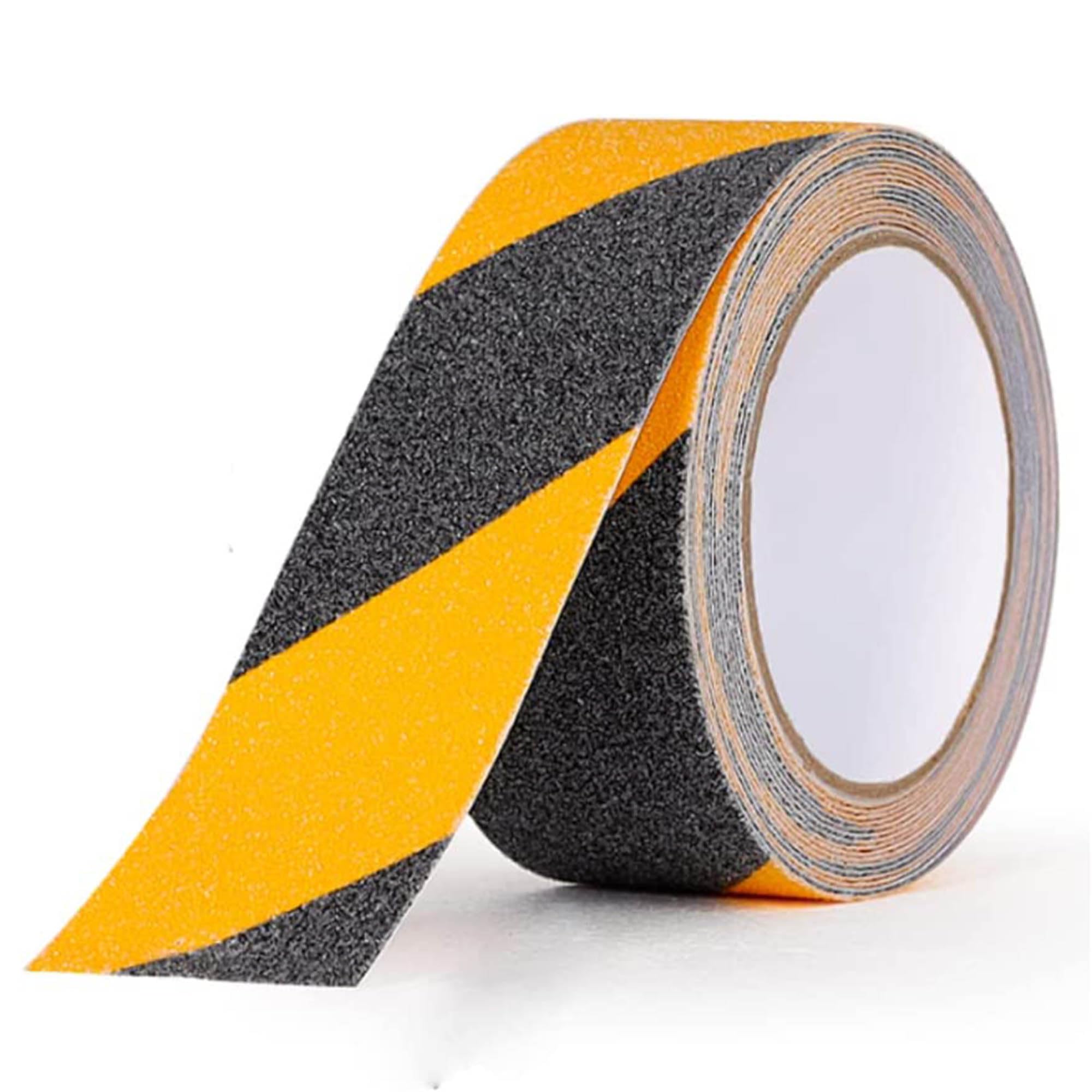 MYANGHAOT 2 Inch X 32.8ft Non Slip Safety Grip Tape for Stairs Steps Black/Yellow Non Skid Tread High Traction Friction/Strong Grip Abrasive Adhesive Hazard Caution Tape