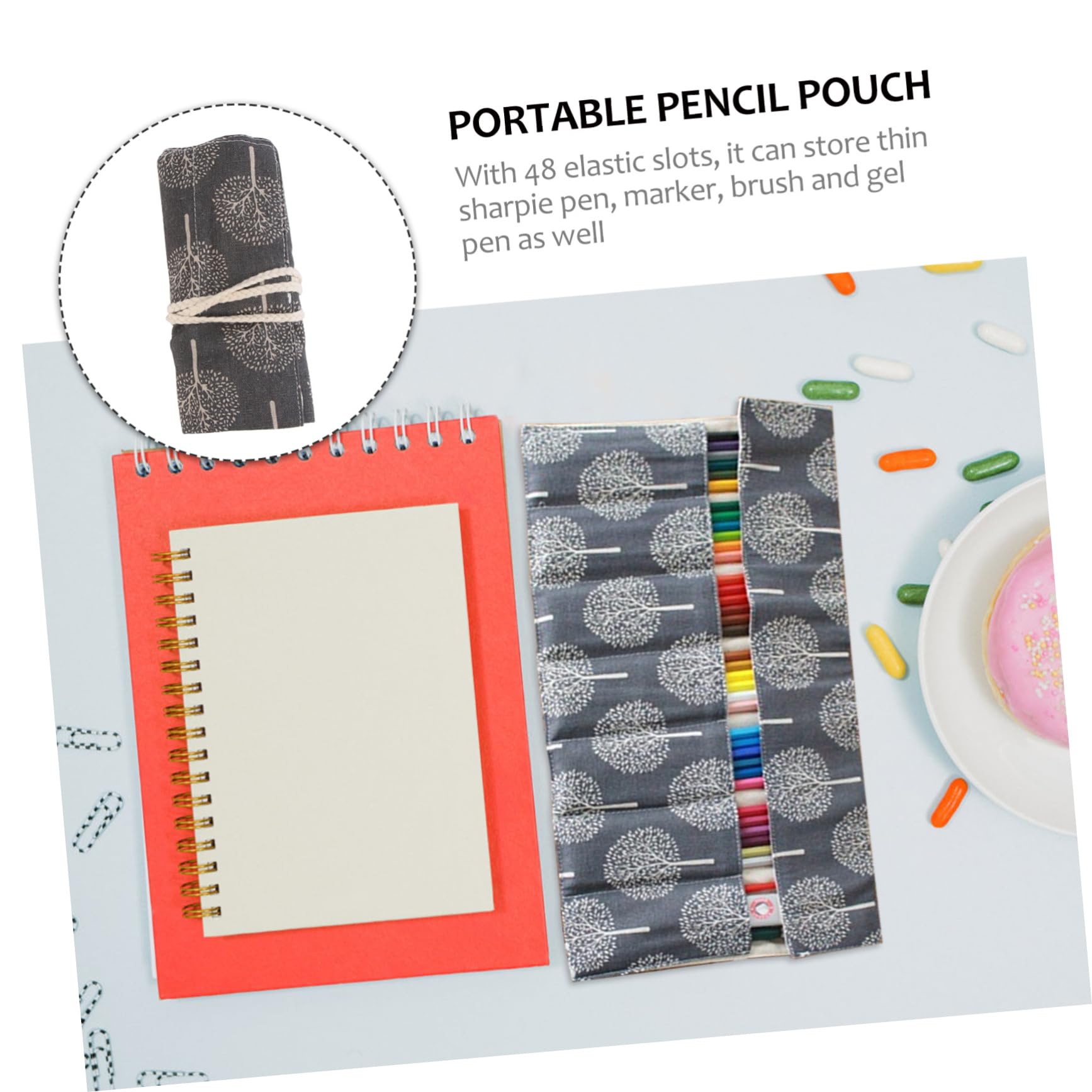 NUOBESTY 2piezas Estuche De Lona Enrollable para Lápices con Ranuras Organizador Práctico y Elegante para Artistas Bolsa De Dibujo Multifuncional para Pintura y Manualidades