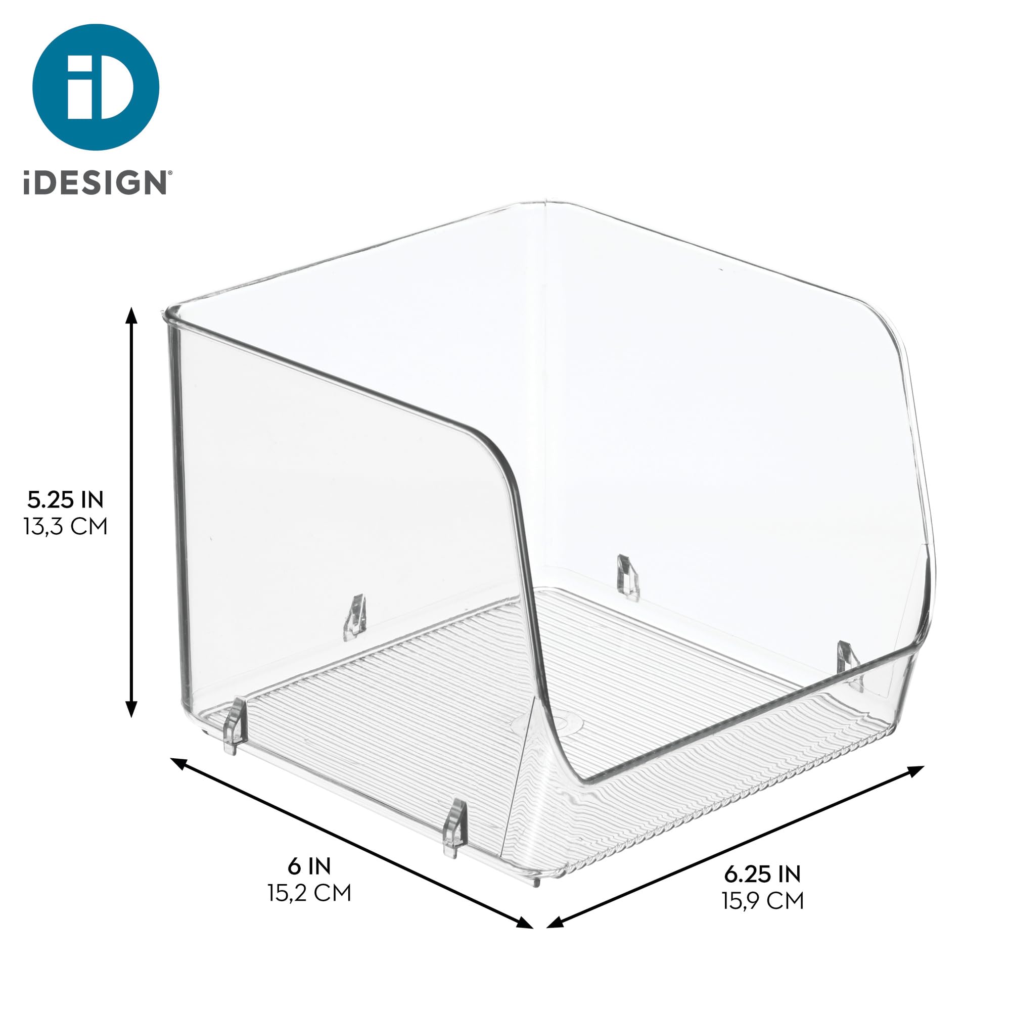 iDesign Set di 6 contenitori impilabili con apertura frontale, trasparenti | Organizzazione di cucina e dispensa