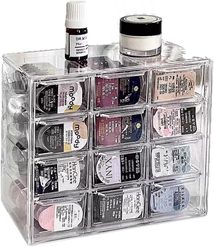 P-120 daily contact lens organizer, Disposable Contact Lens Dispenser, Cute storage Box for All Brands Daily Lens (12-Grid).