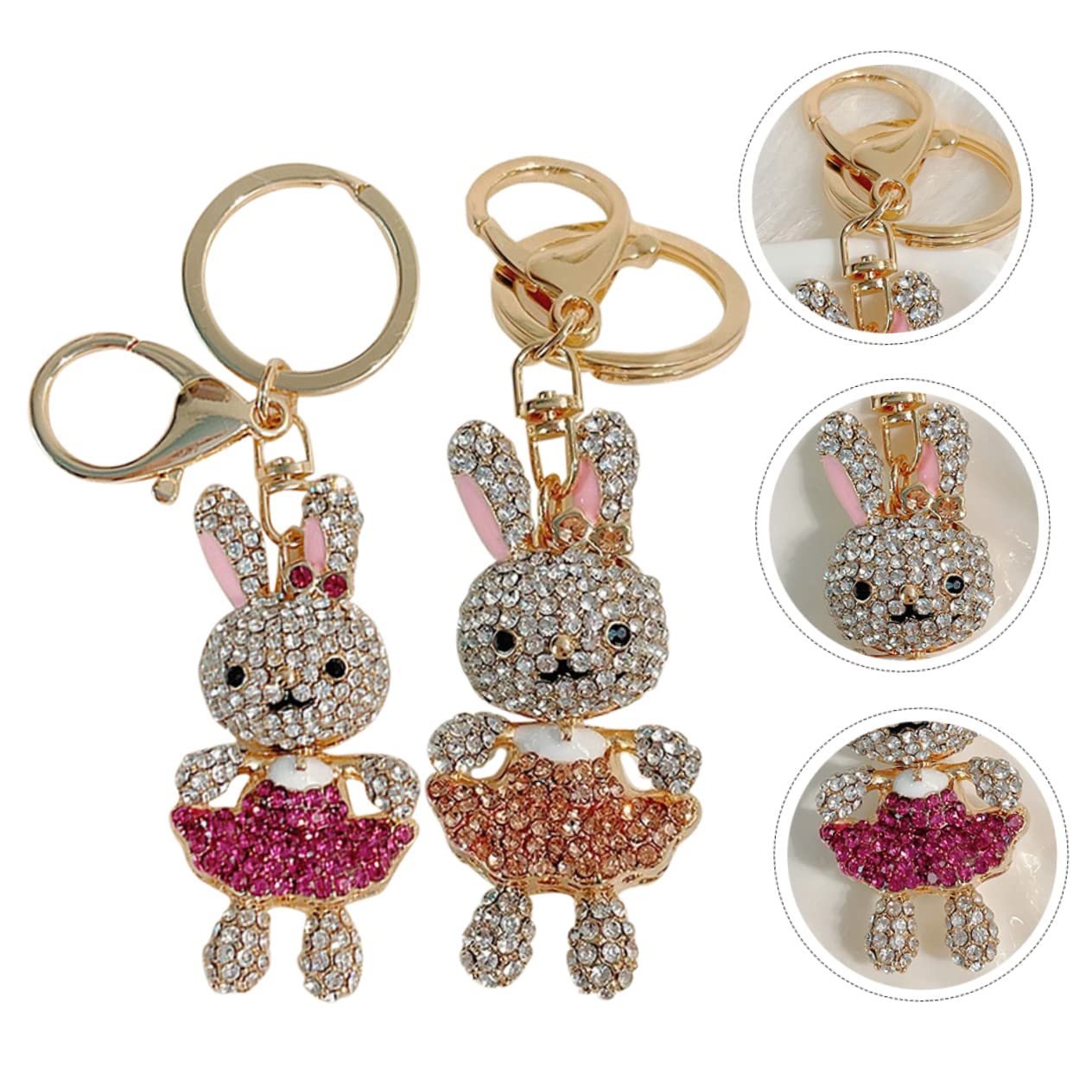 SHERCHPRY 4piezas Llavero De Conejo De Cristal Rhinestones Adorno Para Bolso Accesorio Ligero y Atractivo Para Claves y Mochilas Diseño Elegante y Moderna Decoración