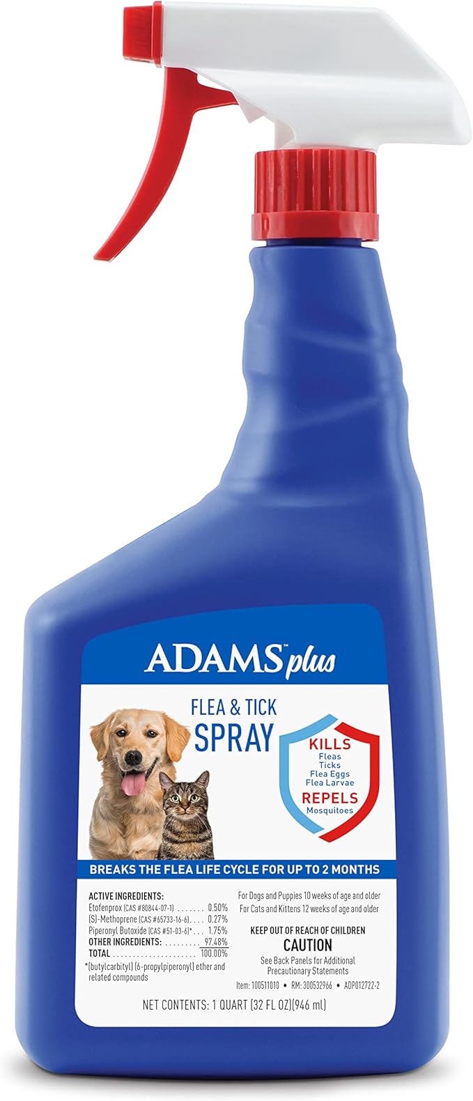 Adams Plus Flea & Tick Spray with Precor Kills Adult