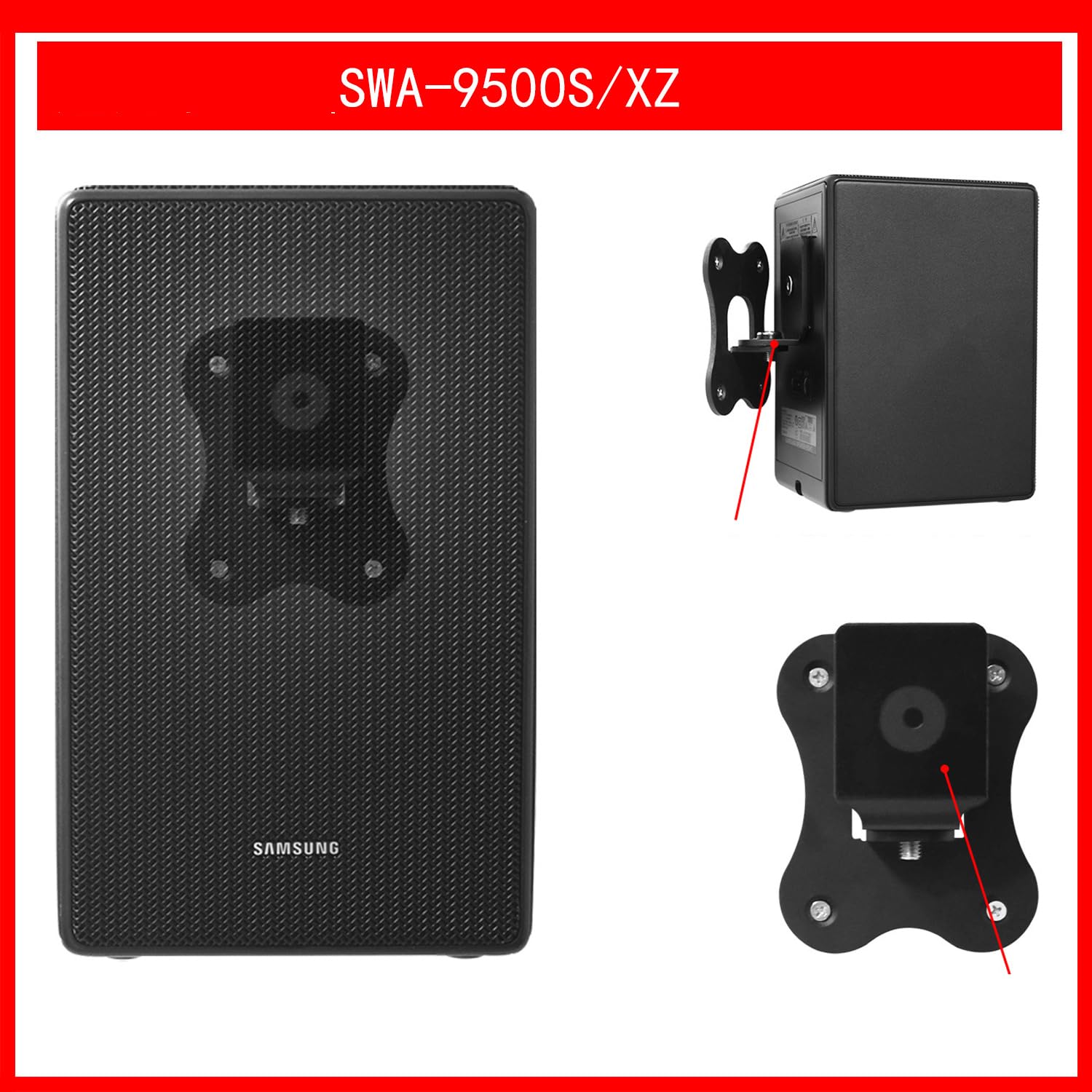 Compatible with Samsung/SWA-9500S/XZ Speaker Holder Wall Mount SWA-9500S/XZ Speaker Stand Bracket Accessories Rack, Bracket for Home Speaker Systems (Black) 2 Pieces