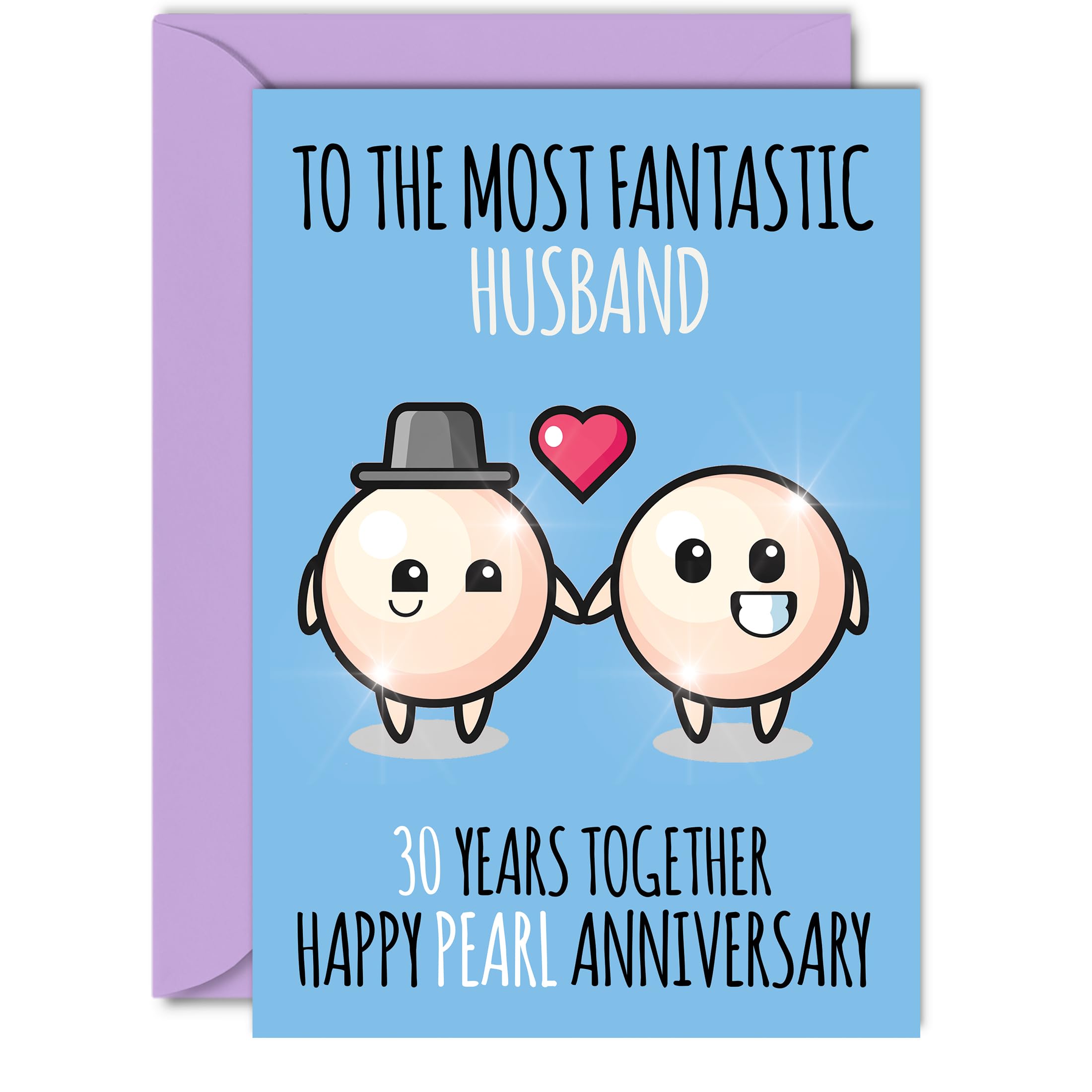 Cute Pearl Anniversary Card for Husband - 30 Years Together - Happy 30th Wedding Anniversary Cards for Husband from Wife, A5 Greeting Cards Anniversaries