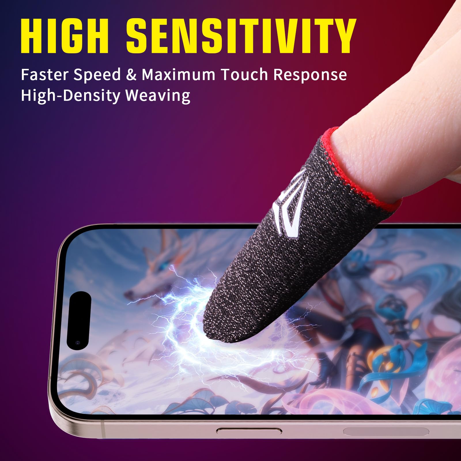 Sibba Lot de 4 manchons de doigt de jeu pour écran tactile - Manchons en fibres argentées - Pour jeu mobile - Manchons de pouce - Gants soyeux et anti-transpiration - Respirants - Protège-doigts