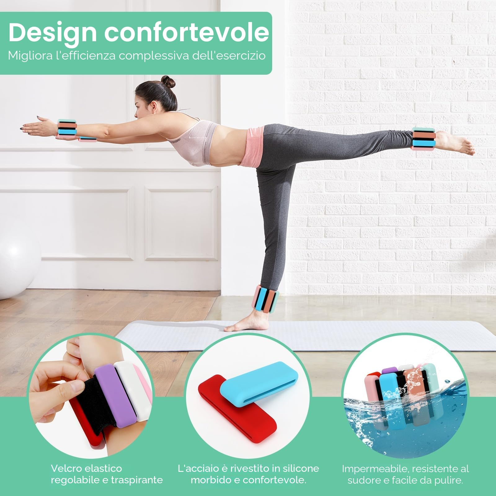 Pesi Caviglie e Polso 2 Pezzi (0.5kg Ciascuno) Peso Polso Cavigliere Palestra Cavigliere Pesi Peso Caviglia Ankle Weights Per Donne Uomini Bambini Per Yoga Danza Corsa Nuoto e Fitness