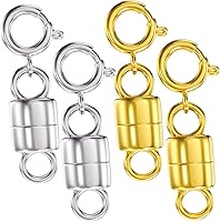 Vista 8 de Clysoru Broches y cierres para collares, cuentas de oro y plata de 14 quilates, extensor de cadena, collares y pulseras con bloqueo de seguridad