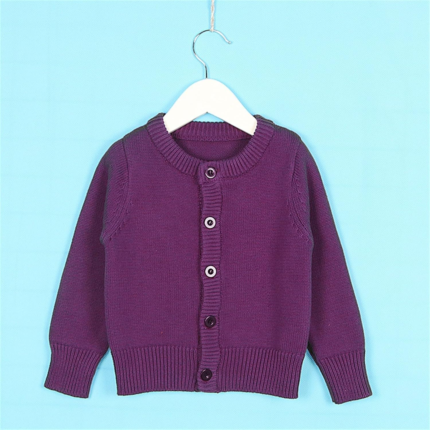 Girls' Cardigan with Button Loose Long Sleeve Sweaters Cropped Kids Knit Sweater Outerwear
