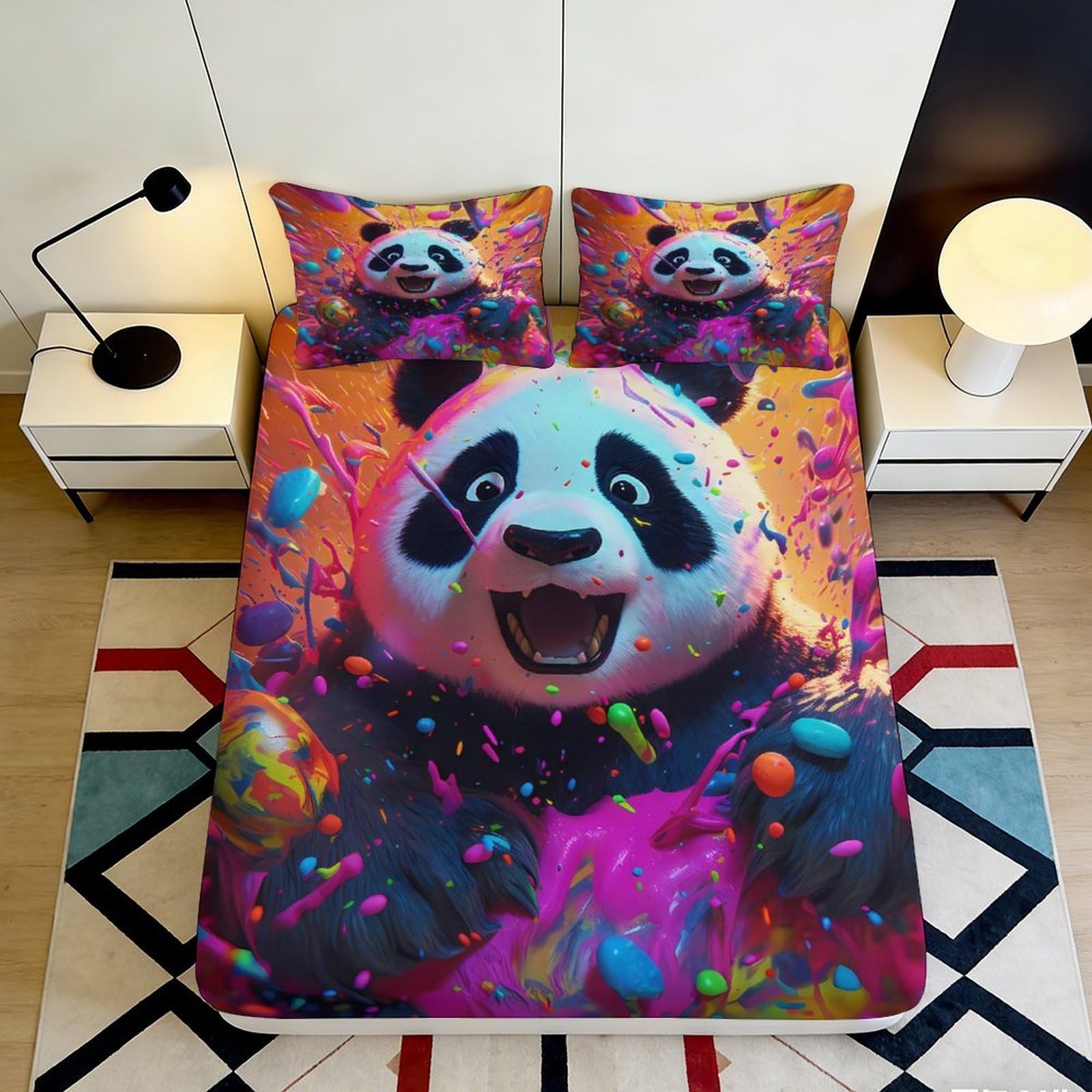 3D Printed Skeleton Art Fitted Sheet Microfiber Deep Pocket Non-Slip Bedroom Skeleton Mattress Fitted Cover Washable 140x200x25cm