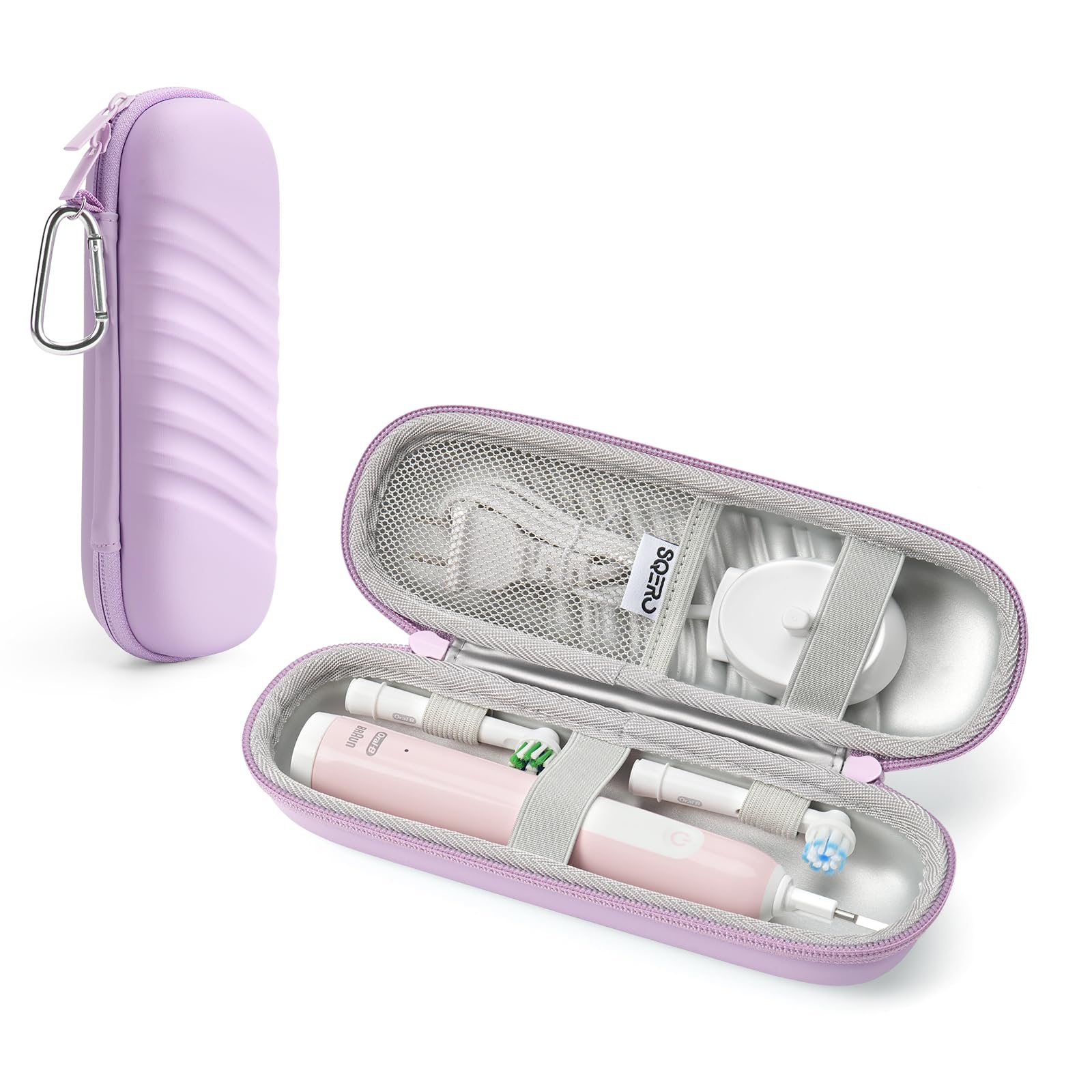 SQERO Electric Toothbrush Case for Oral-B Pro/iO/Philips Sonicare, Waterproof Traveling Toothbrush Storage Bag with Mesh Pocket Covers Protection