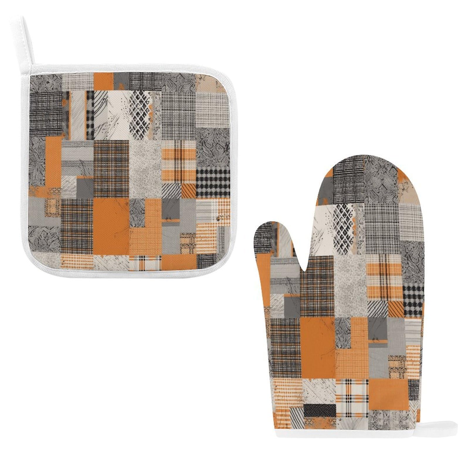 Fodpand Style Patchwork Pattern Oven Mitts And Pot Holders Sets