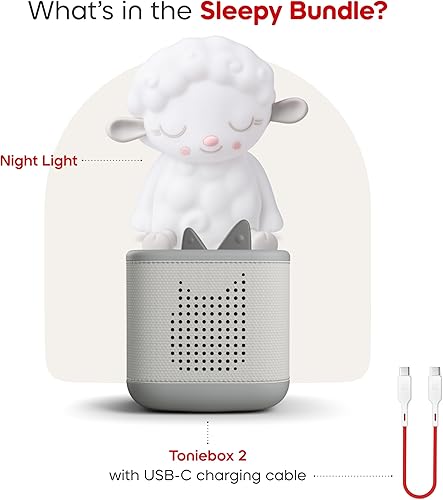 Miniatura 3 de Toniebox 2 - Paquete de reproductor de audio para niños de 1+ con luz nocturna Sleepy Sheep - Gris Luna