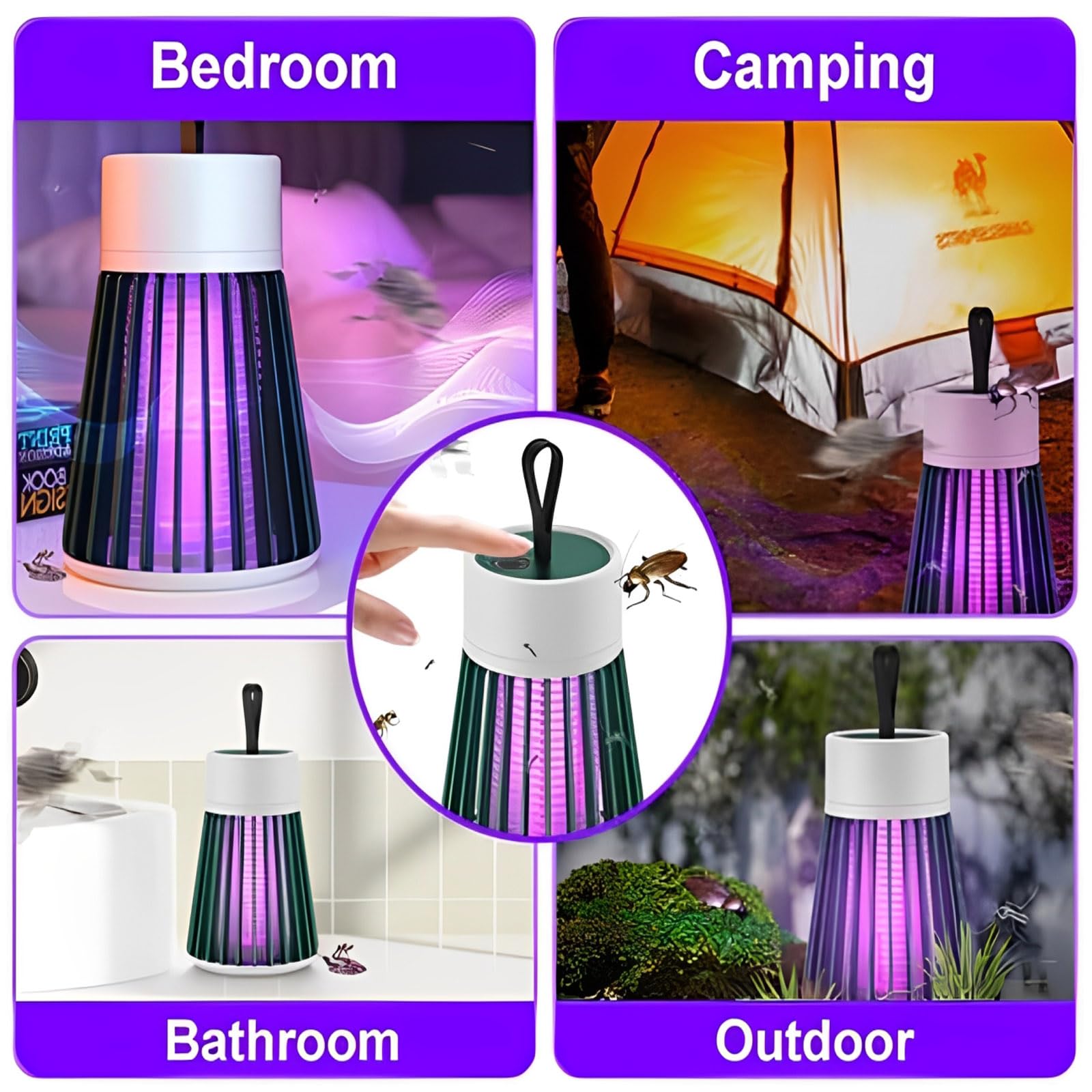 Mozz Guard Mosquito Zapper 2025, Portable Cordless USB Charging Outdoor Low Noise Trap Indoor, Mozzguard Waterproof Camping Lamp for Indoor, Home Garden, Camping, Picnic (Green)