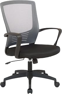 CLP Silla De Oficina Kampen Tapizada En Microfibra I Silla De Escritorio con Respaldo Ergonómico I Silla De Ordenador con Ruedas I Color:, Color:Negro/Gris