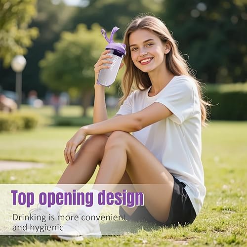 Miniatura 2 de Botella mezcladora de proteínas de 20.3 fl oz (20 oz), diseño hexagonal para una mezcla suave, boca ancha, a prueba de fugas, mango de transporte