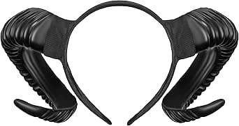 Bandeau Halloween Cornes Mouton Doré - Accessoire Cosplay Cheveux, Fête Carnaval Costume, Taille Moyen
