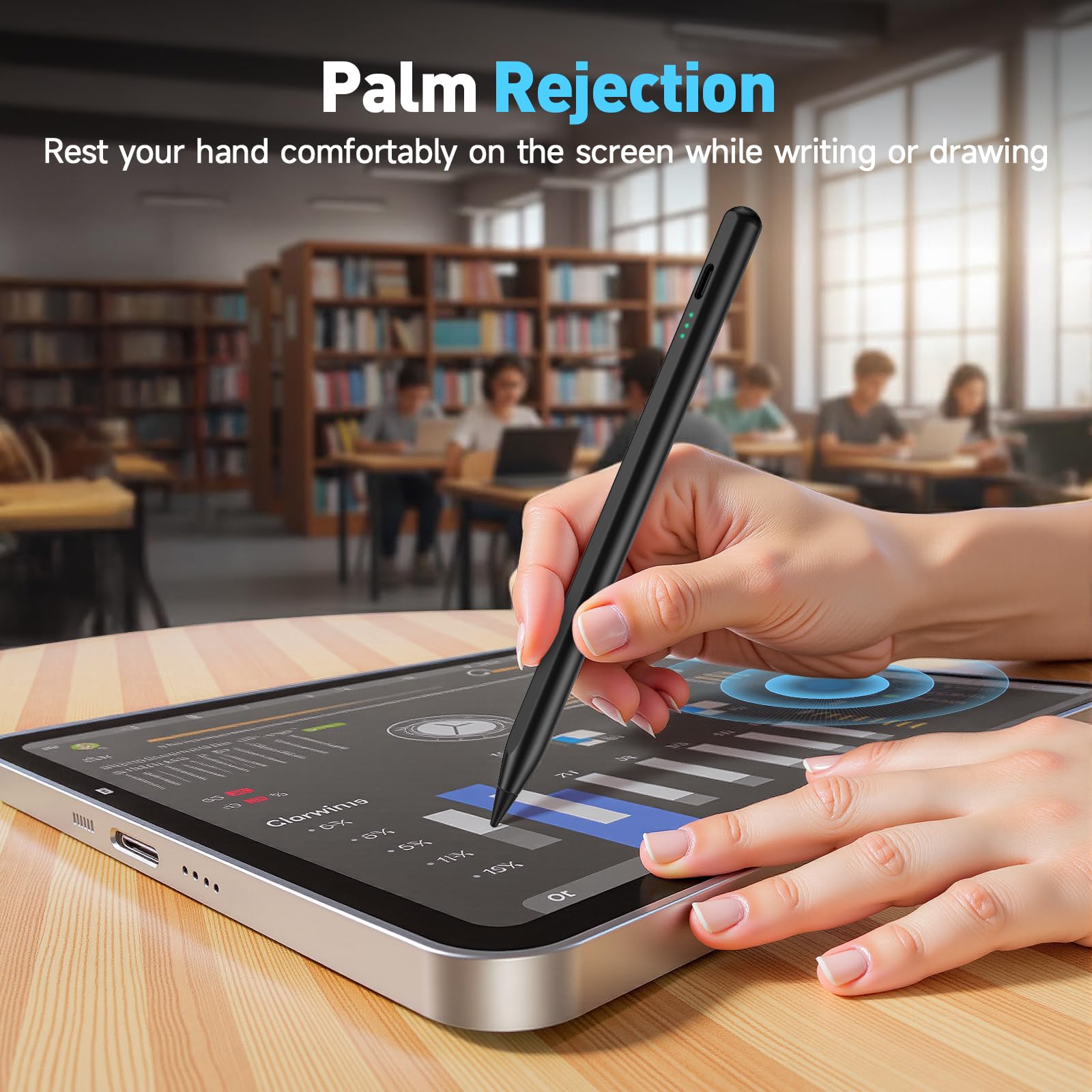 Stylus Pen for Apple iPad 2018-2025, Fast Charging Pencil with High Precision & Tilt Sensitivity & Palm Rejection, for iPad 11 A16/10/9/8/7/6th Gen, Pro 12.9/11/13 Inch M4, Air 3/4/5/M2/M3, Black — view 8