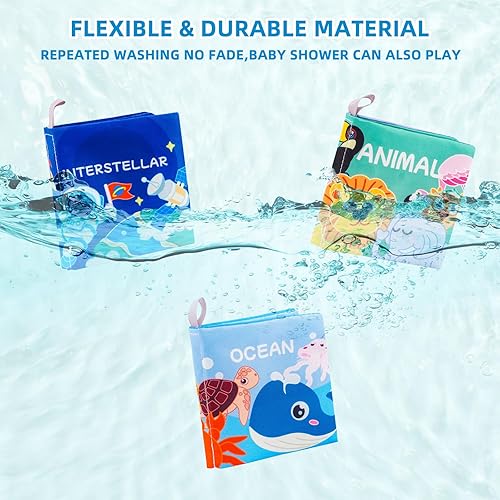 Miniatura 6 de LOOKLEBE Juego de libros suaves para bebés, 6 libros de baño, libros de tela suave no tóxica para bebés, juguetes de educación temprana de regalo,