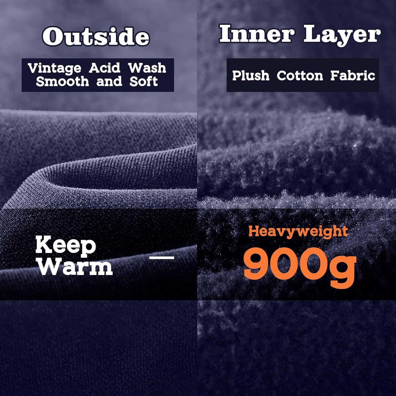 FAIABLE Mens Hoodies Oversized Unisex Acid Wash Hoodie Heavyweight Fleece Vintage Cotton Sweatshirt Men Women Streetwear - Image 5