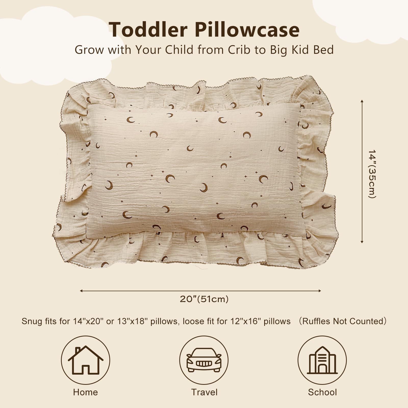 BuLuTu Funda de almohada Shabby Chic con volantes para niños, patrón de