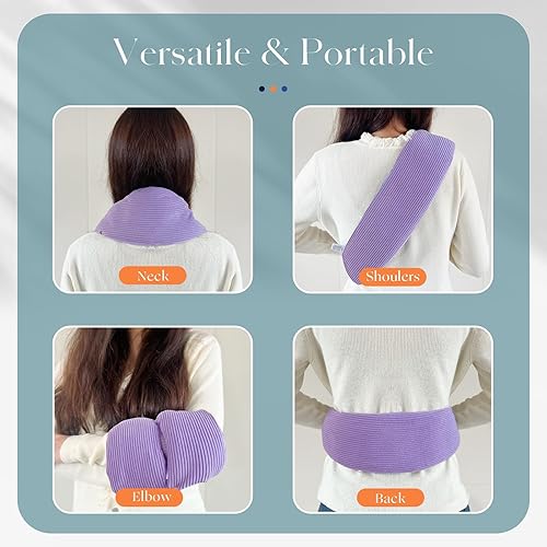 Miniatura 7 de Almohadilla térmica para cuello, hombros y espalda, apta para microondas, aroma a lavanda, funda lavable, envoltura cálida para microondas de 1.5