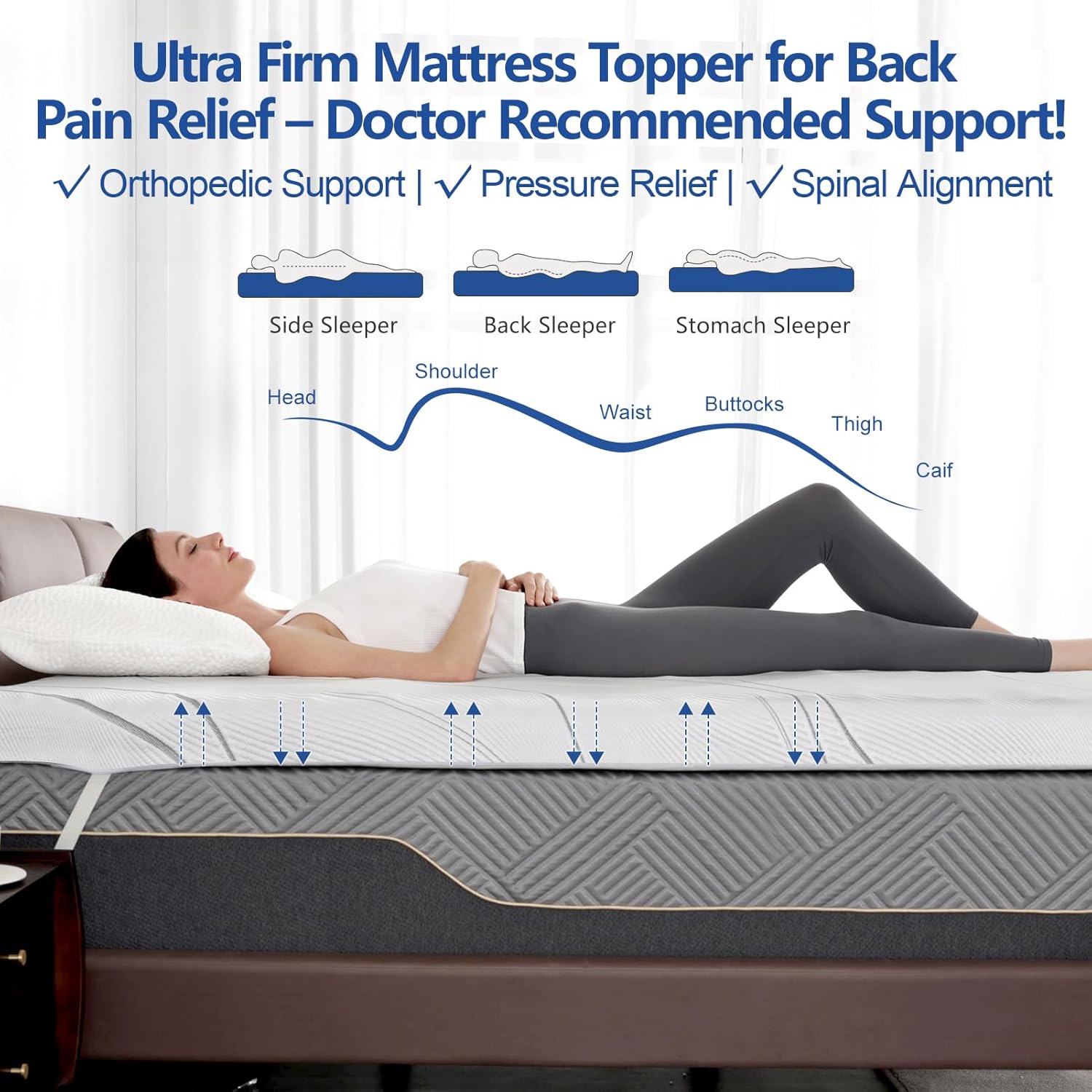 Ultra Firm Mattress Topper Twin XL Size, 3 Inch Extra Firm Mattress Pad for Pain Relief, High Density Support Bed Topper with Removable & Washable Cover, CertiPUR-US, No Smell, 79'' x 38''