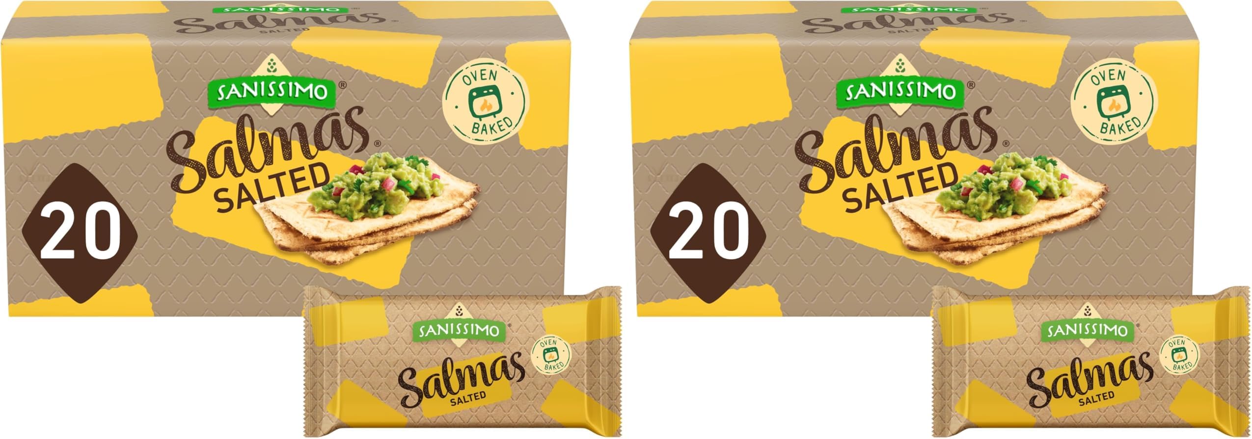 Sanissimo Salmas Salted, 40 packs of 3 Crackers, Oven Baked Corn Crackers, Gluten Free, Non GMO, Kosher Certified