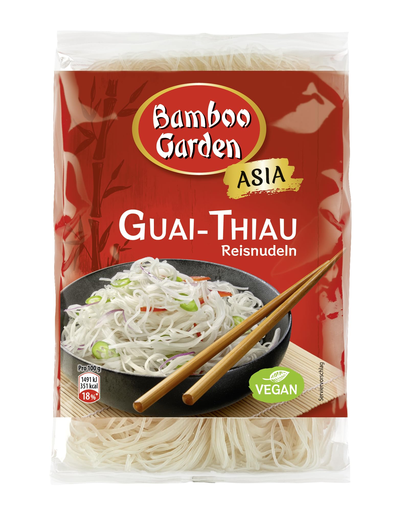 Bamboo Garden - Reisnudeln Guai Thiau | 250 g im Beutel | schnell zubereitet in nur wenigen Minuten | Vegan, glutenfrei