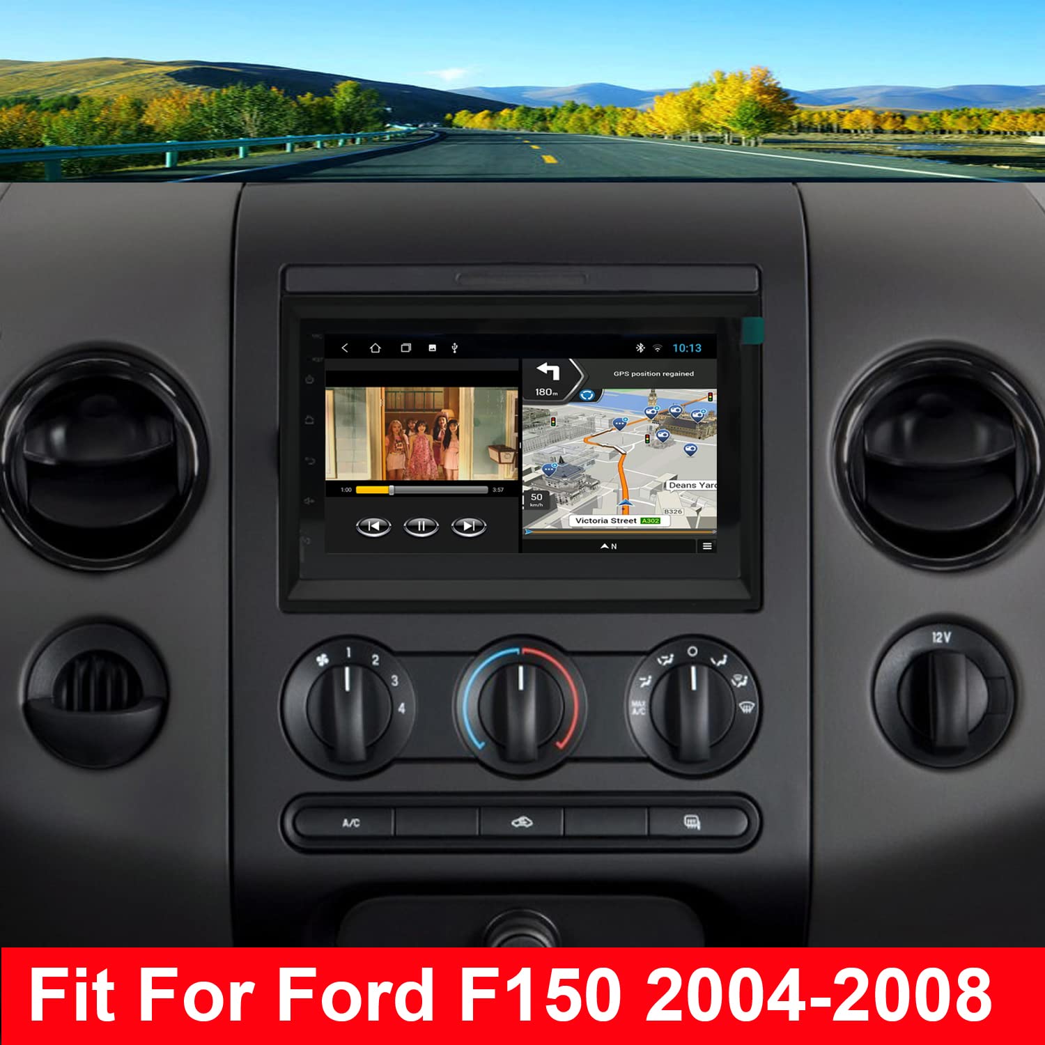 for Ford F150 Radio Upgrade 2004-2008,F250 2005-2012,Mustang 2005-2009,Android Stereo Replacement,Car Accessories,IPS Touch Screen Build in Wireless carplay Android Auto Free Camera