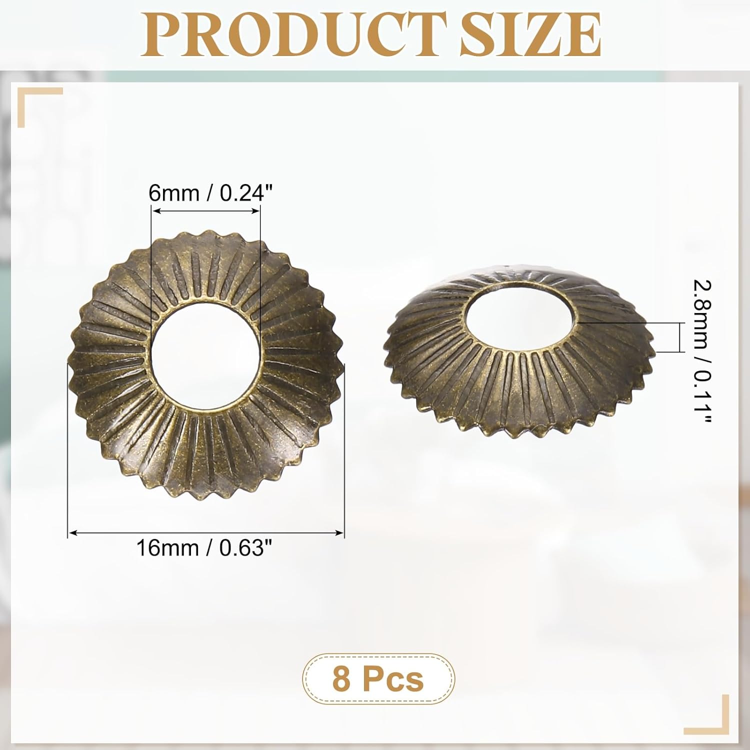 uxcell 8pcs Cabinet Knob Backplate, 0.6 Inch Radial Brass Backplate Washers Classical Furniture Decoration Gasket for Cabinet Drawer Cupboard Doors Hardware (Bronze Tone)