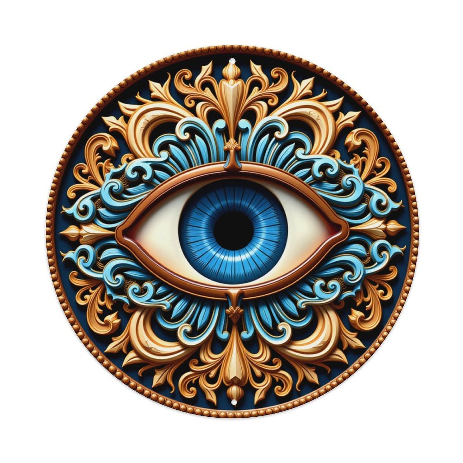 Jdfenggu Vintage Ornate Eye Symbol Pattern Design Retro Metal Tin Sign, Metal Poster For Bar, Home, Man Cave, Kitchen, Laundry Room Art Decor 8X8 Inch