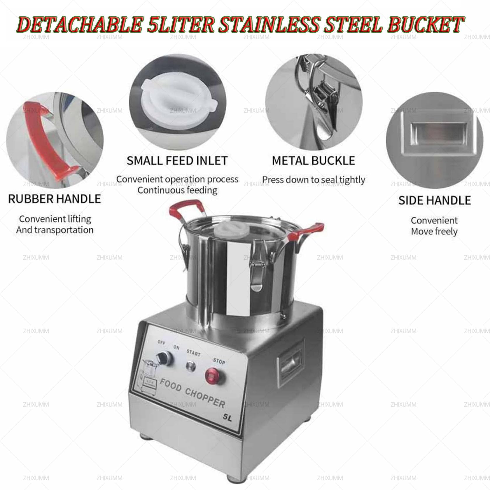 Robot Da Cucina Professionale In Acciaio Inox Da 1400 W, Tritacarne 5L