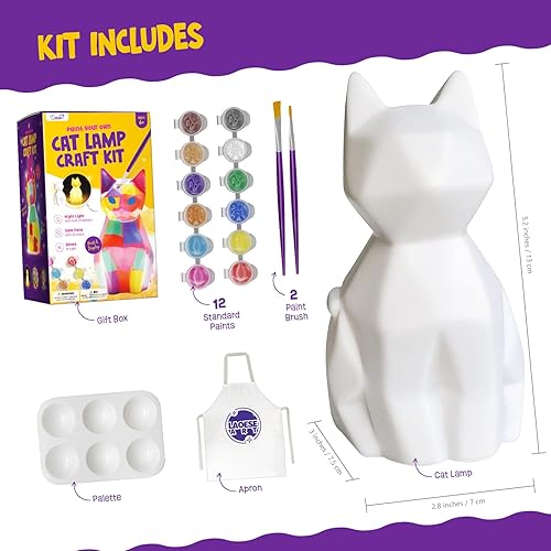 Miniatura 3 de LAOESE Kit de lámpara para pintar tu propio gato, suministros de arte, kit de manualidades para niños de 6 a 12 años, artes y manualidades para