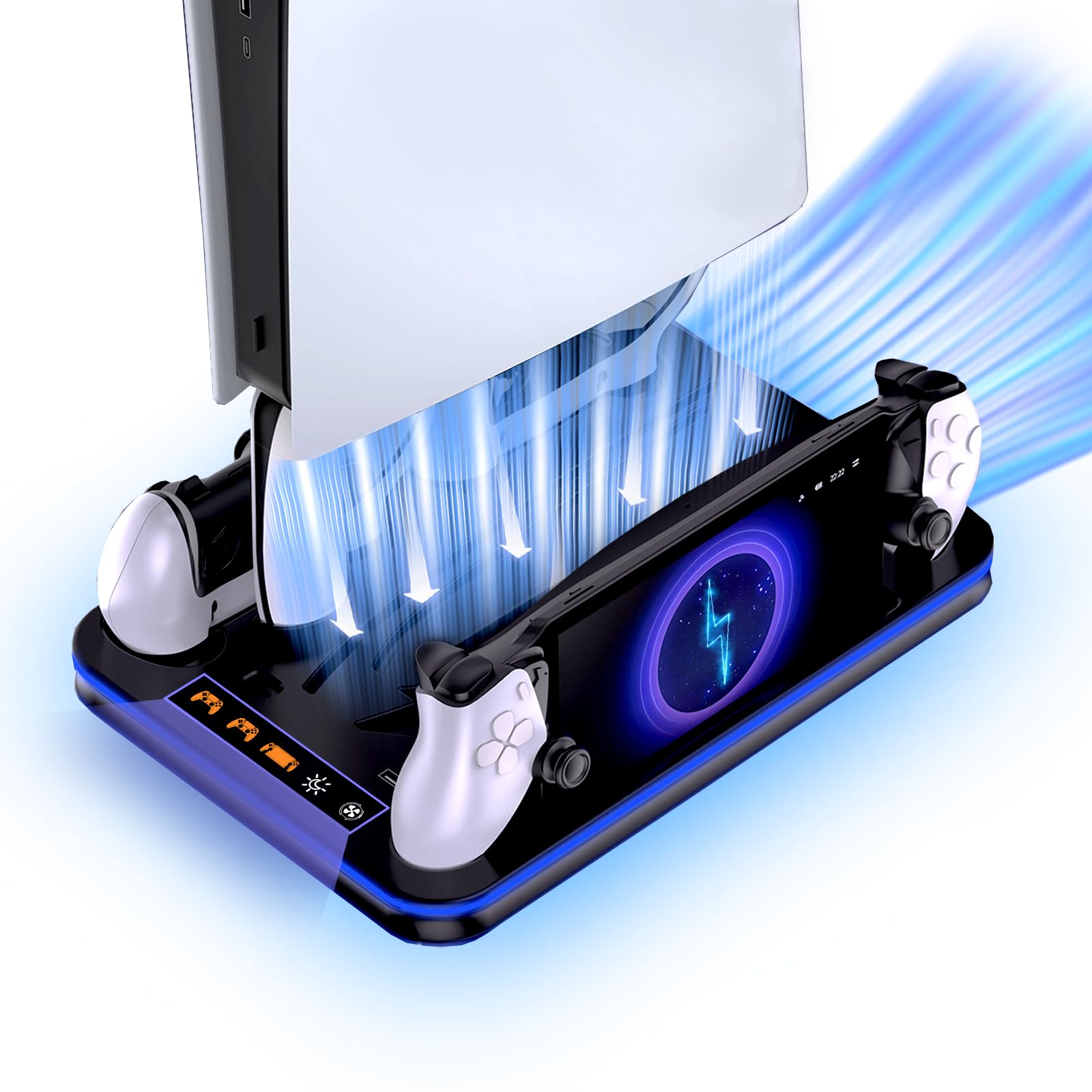 Applicable to PS5 Pro Slim Cooling Stand with RGB Lights and PS Portal Charger PS5 Edge Controller Charging