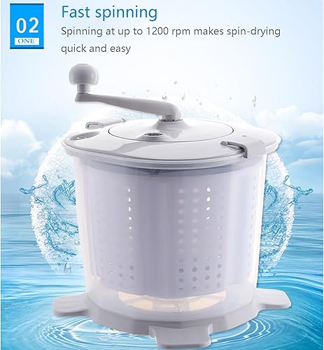 Miniatura 3 de Lavadora manual no eléctrica, lavadora portátil, deshidratador, manivela, escurridor de ropa, secadora compacta para ropa, adecuada para dormitorio,