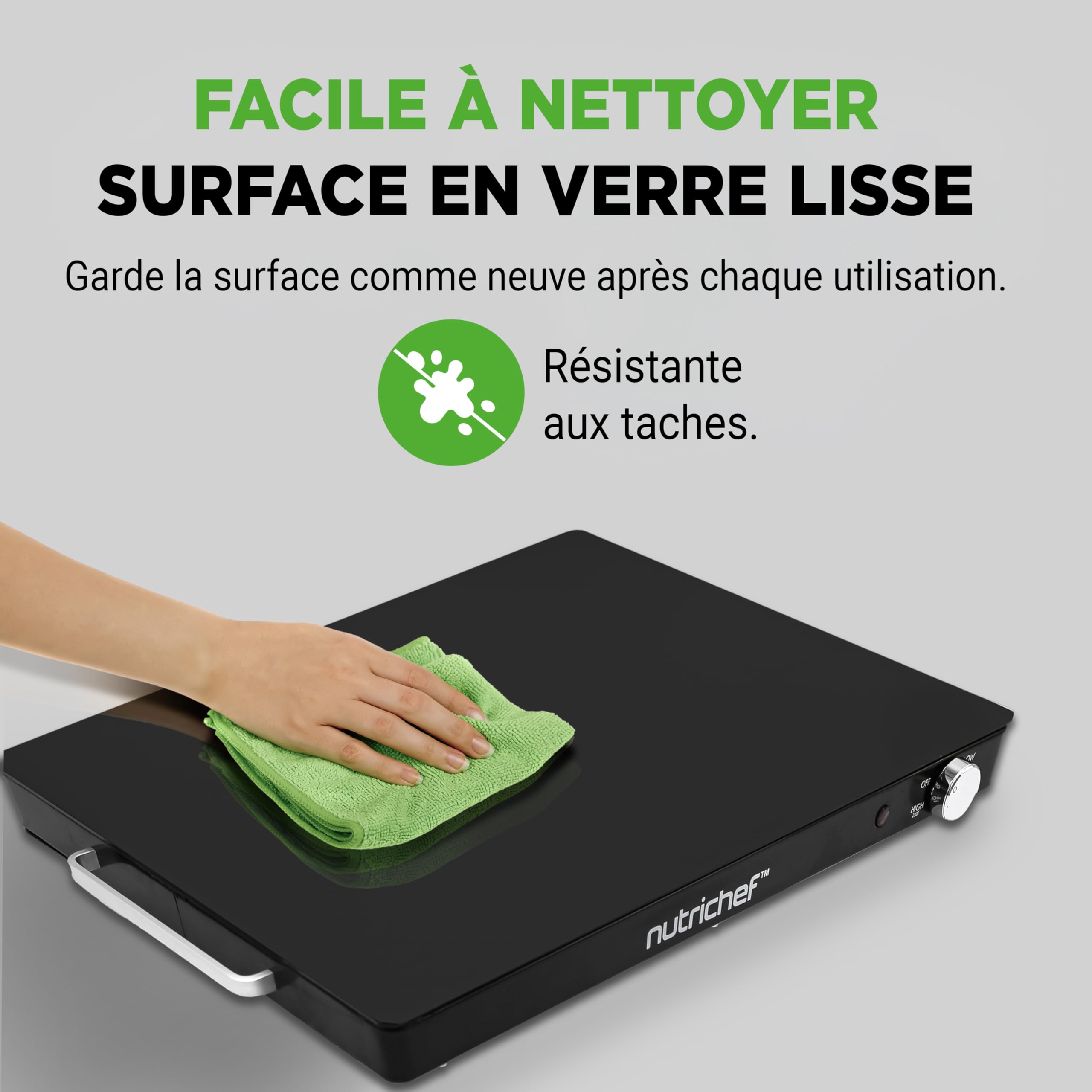 NutriChef Plaque Chauffante Électrique 54×42 cm – Température Réglable 60 à 110 °C, Surface Antiadhésive, Chauffe-Plats pour Buffet et Grillades